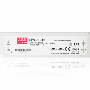 DRIVER 60W 12V LPV-60 5A 110-265V IP-67 MEAN WELL