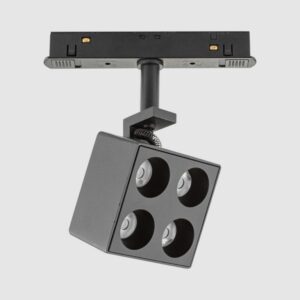 Foco magnético riel 8w 100*100 mm 3000k recesado basculante 48v dc 24º