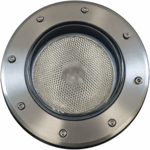 Empot. piso E-27 JT-15602 PAR-38 de fibra de vidrio con tope inoxidable IP-65