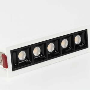 Emp. lineal 10W 3000K dimiable 139X37mm blanco/negro 30° 85-265V lineal recesada BY-G2011