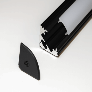 Perfil V negro19 mm x 3 metros con difusor 45º BL-V011